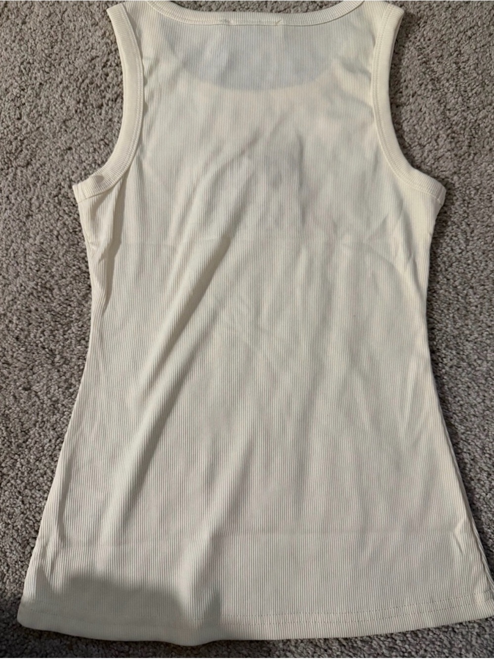 Miu Miu Cream Ribbed Tank with Green Embellished Logo - Picture 3 of 5